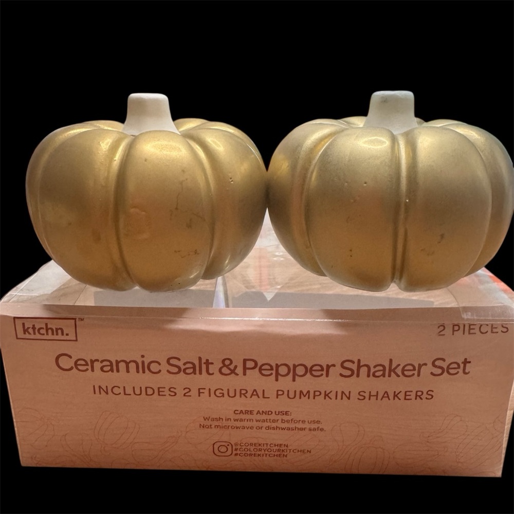 Gold Pumpkin Salt & Pepper Shaker Set